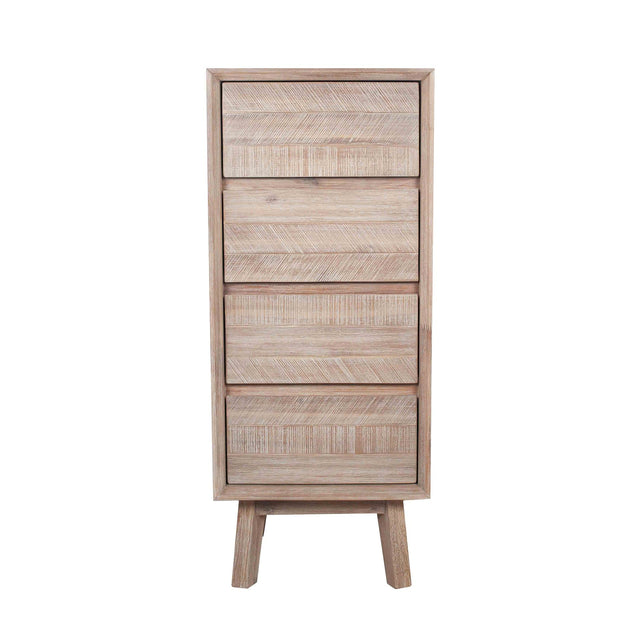 Ruma Sand Wash Acacia Wood 4 Drawer Tall Boy | Furniture | Ruma