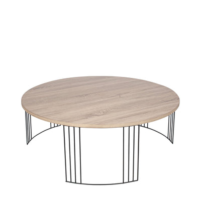 Ruma Dark Wood and Black Metal Round Coffee Table | Furniture | Rūma