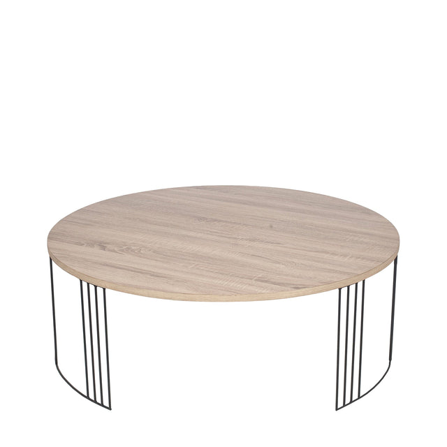 Ruma Dark Wood and Black Metal Round Coffee Table | Furniture | Rūma