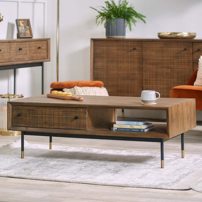 Massimo Acacia Wood 2 Drawer Coffee Table