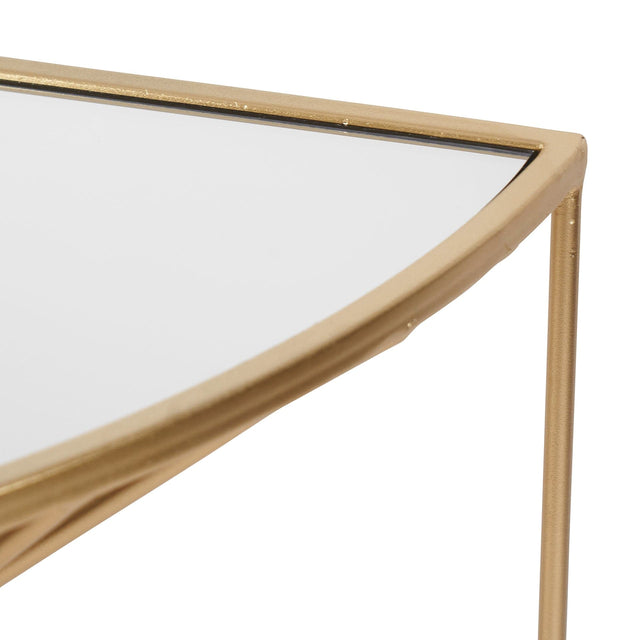 Ruma Glass and Gold Metal Half Moon Console Table | Consoles and Desks | Rūma