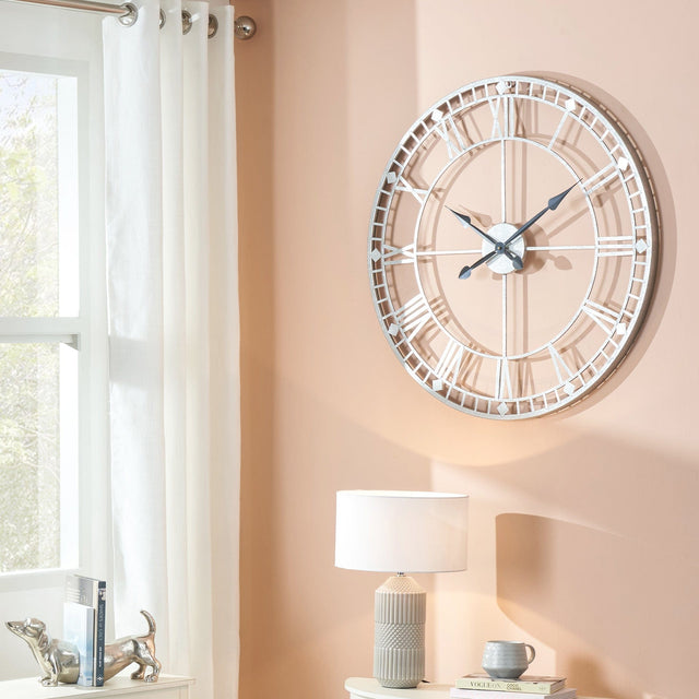 Ruma Silver Metal Round Skeleton Wall Clock | Home Accents | Ruma