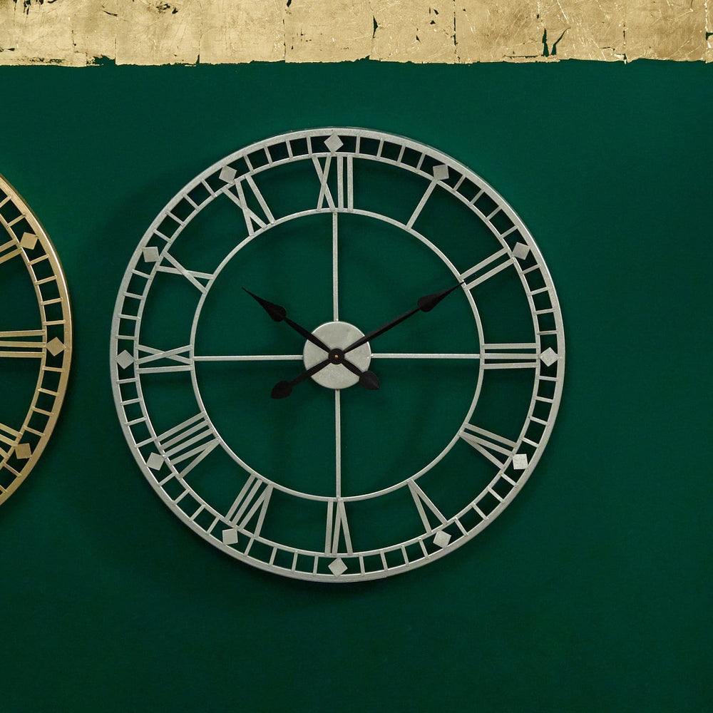 Ruma Silver Metal Round Skeleton Wall Clock | Home Accents | Ruma