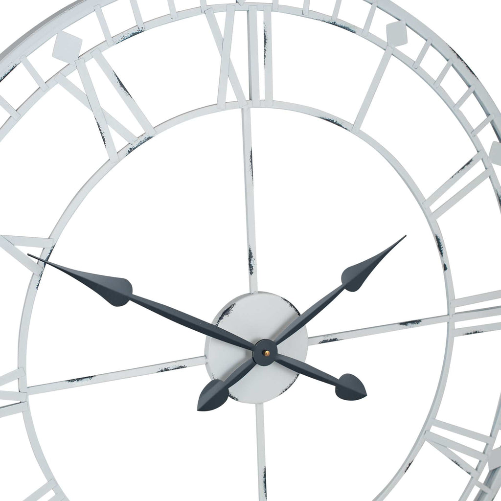Soft Grey Metal Round Skeleton Wall Clock | Home Accents