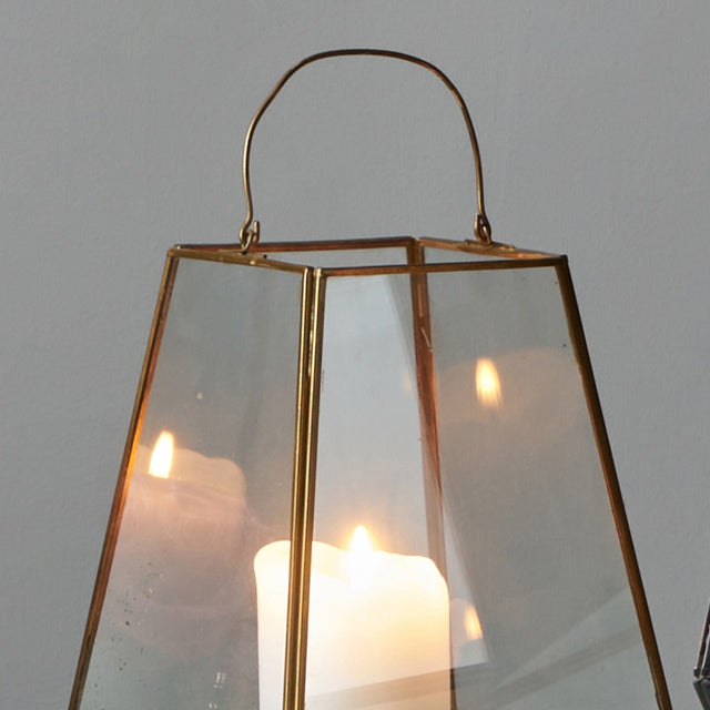 Ruma Antique Brass Metal & Clear Glass Geo Lantern | Home Accents | Ruma