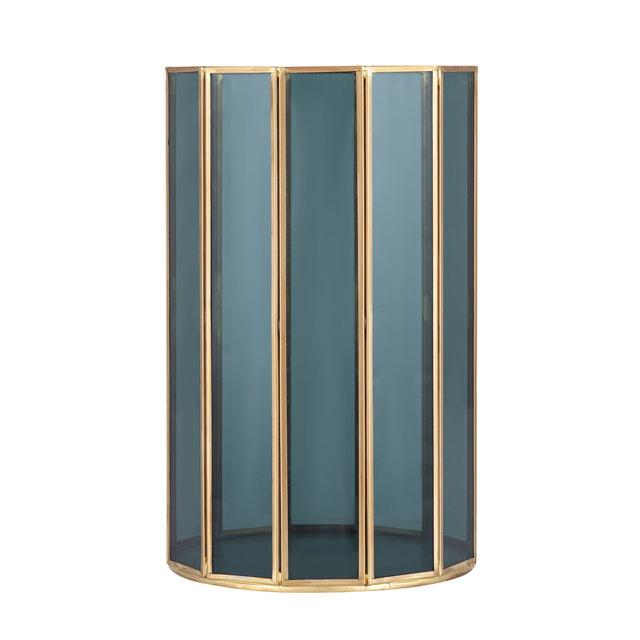 Ruma Smoked Glass and Brass Metal Small Round Hurricane | Home Accents | Rūma