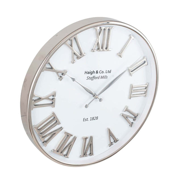 Ruma Silver and White Metal Round Wall Clock | Home Accents | Rūma