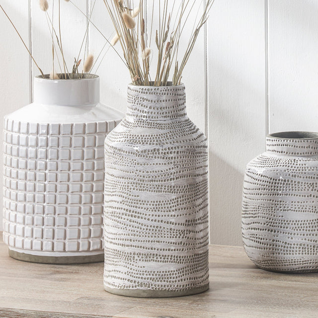 Ruma White Dot Stoneware Vase | Vases | Rūma