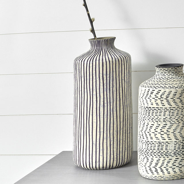 Ruma Blue and White Stripe Stoneware Vase | Home Accents | Rūma