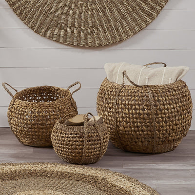 Ruma Woven Water Hyacinth S/3 Handled Round Baskets | Home  Accents | Rūma