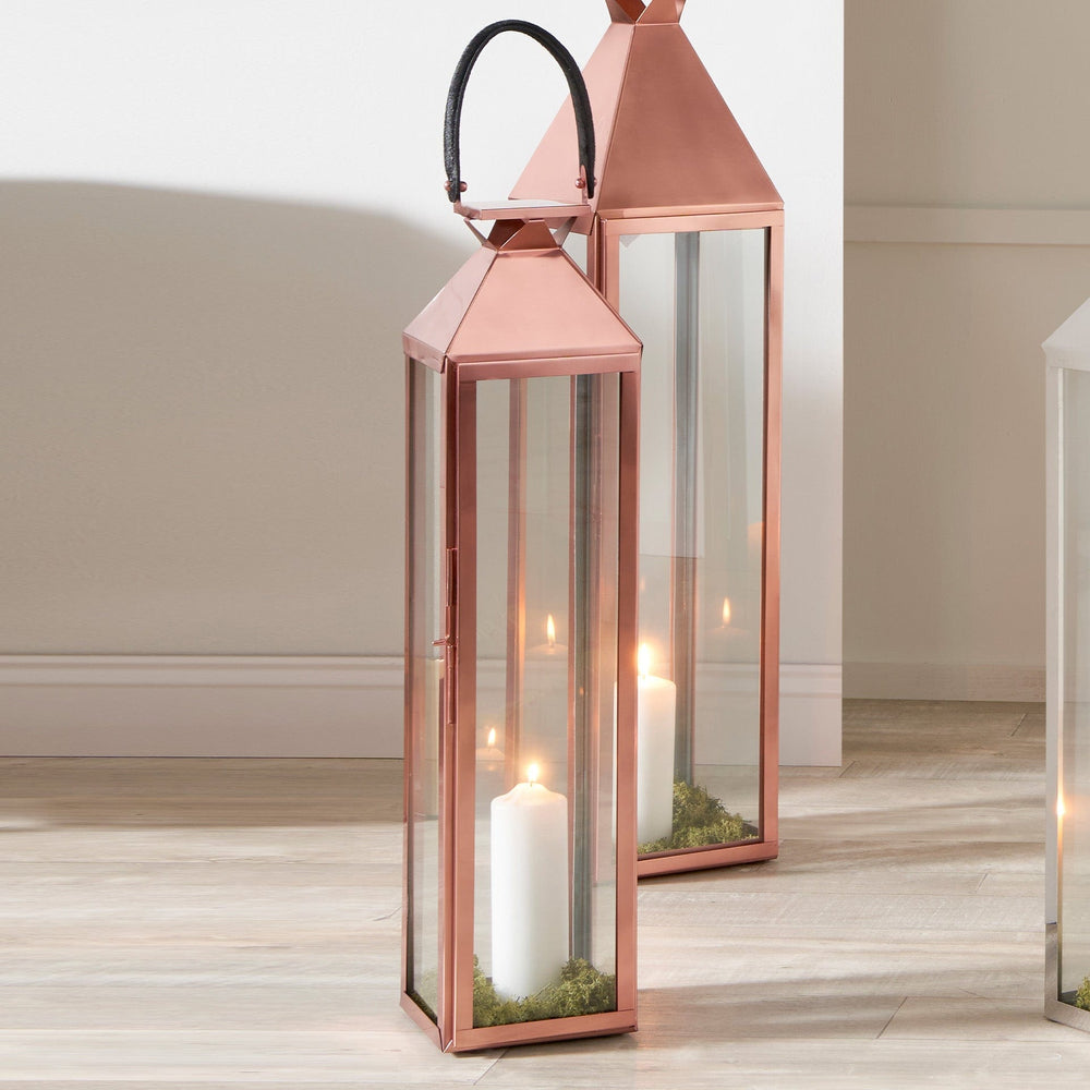 Ruma Shiny Copper Steel & Glass Medium Lantern | Home Accents | Ruma