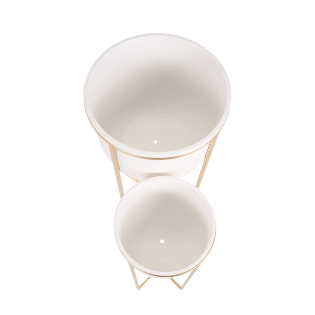 Ruma White & Gold Metal Set of 2 Planters | Furniture | Rūma