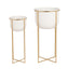 Clara White & Gold Metal Set of 2 Planters