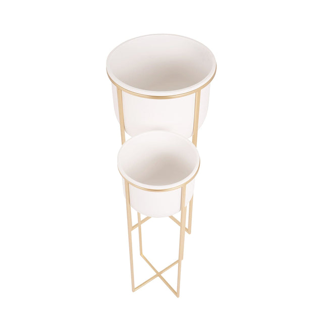 Ruma White & Gold Metal Set of 2 Planters | Furniture | Rūma
