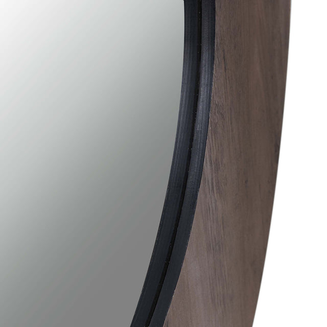 Ruma Brown Wood Veneer Round Wall Mirror | Home Accents | Rūma