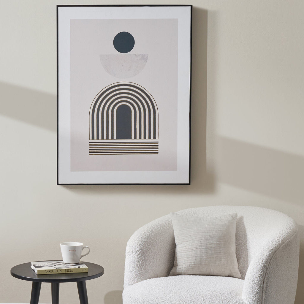 Art Deco Print with Linear Gold Detail and Black Frame | Home Accents