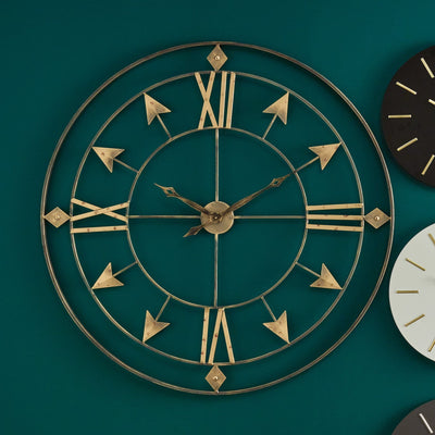 Ruma Grey & Gold Metal Large Skeleton Wall Clock | Home Accents | Ruma
