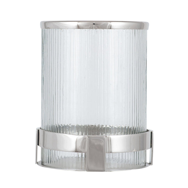 Ruma Silver Metal and Clear Textured Glass Hurricane | Home Accents | Rūma