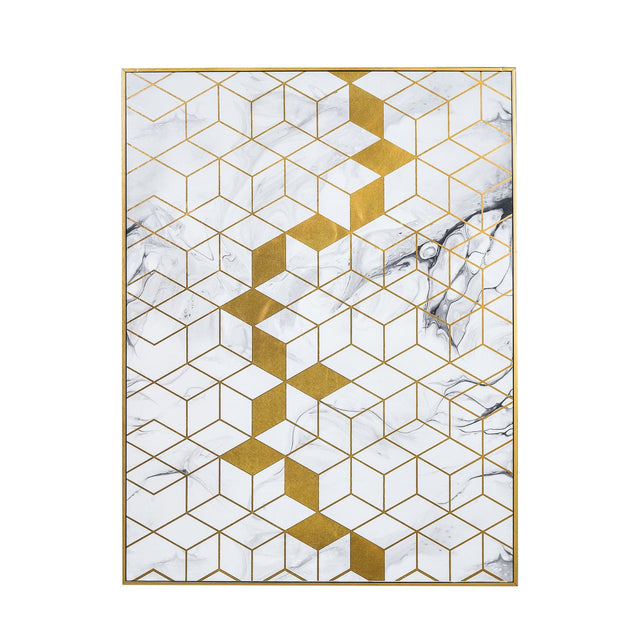 Ruma White Marble Effect Canvas with Geo Pattern | Accessories | Rūma