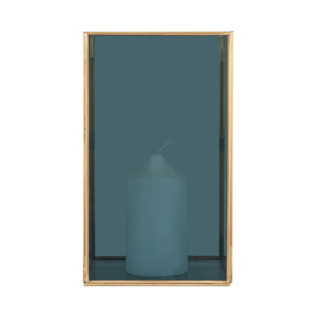 Ruma Smoked Glass and Brass Metal Large Square Hurricane | Home Accents | Rūma