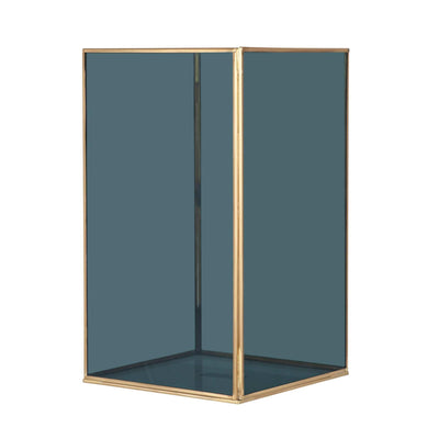 Ruma Smoked Glass and Brass Metal Large Square Hurricane | Home Accents | Rūma