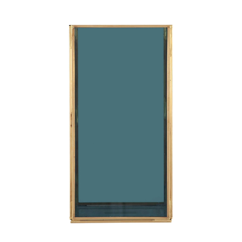 Ruma Smoked Glass and Brass Metal Medium Square Hurricane | Home Accents | Rūma