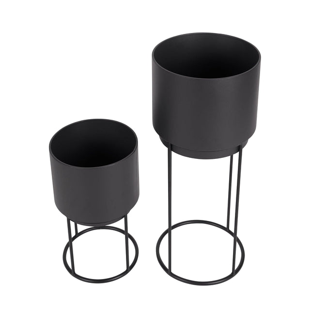 Ruma Graphite Metal Set of 2 Circular Planters | Furniture | Rūma