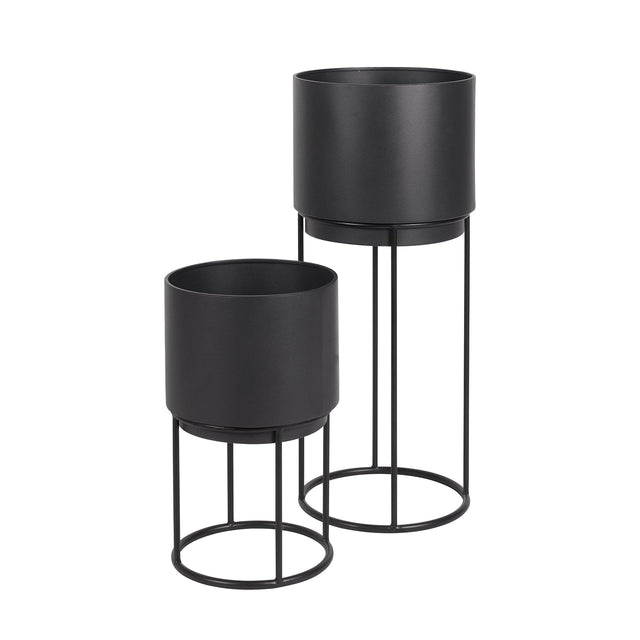 Ruma Graphite Metal Set of 2 Circular Planters | Furniture | Rūma