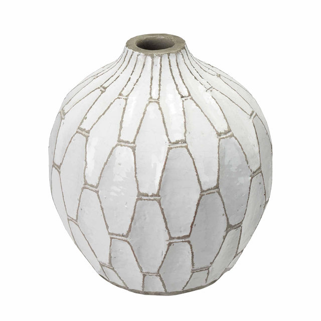 Ruma Geometric White Stoneware Vase | Vases | Rūma