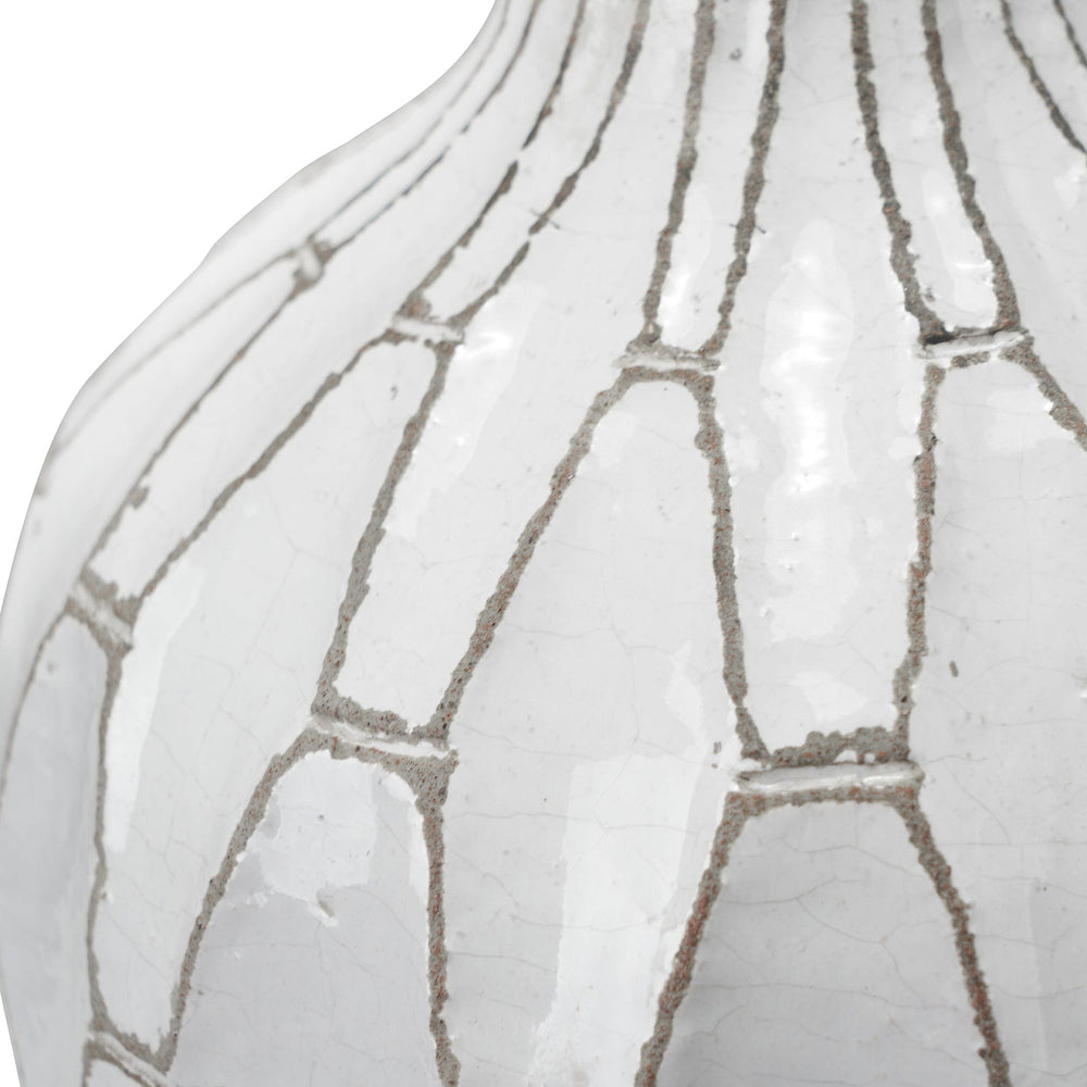 Ruma Geometric White Stoneware Vase | Vases | Rūma