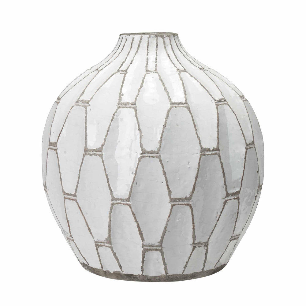 Ruma Geometric White Stoneware Vase | Vases | Rūma