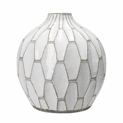 Ruma Geometric White Stoneware Vase | Vases | Rūma