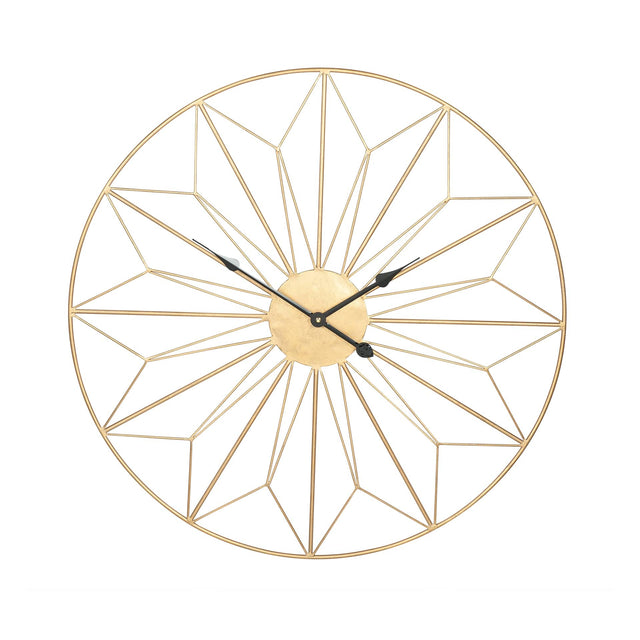 Ruma Antique Gold Metal Geo Design Round Wall Clock | Furniture | Rūma