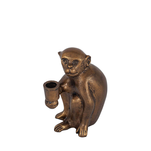 Ruma Antique Brass Metal Monkey Candlestick | Home Accents | Rūma