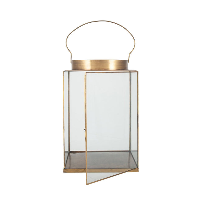 Ruma Antique Brass Metal and Glass Large Square Lantern | Home Accents | Rūma