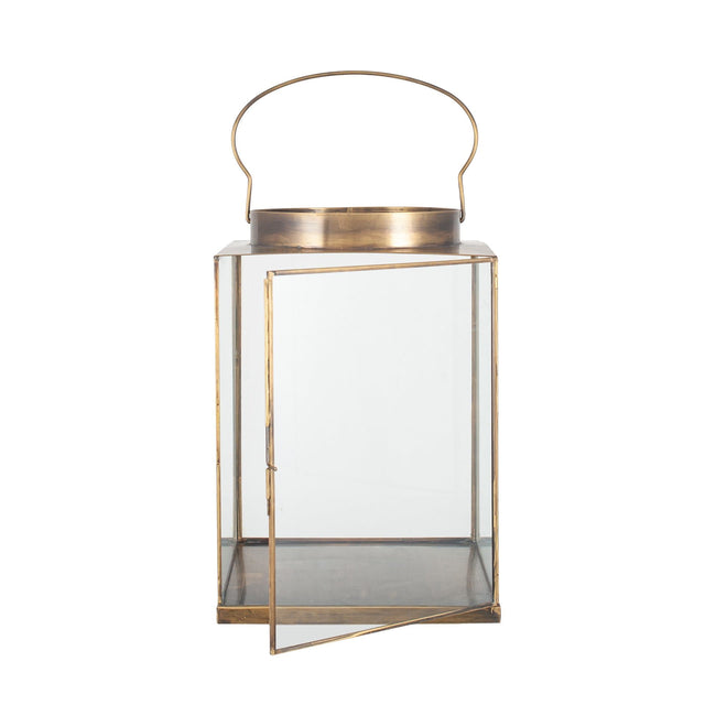 Ruma Antique Brass Metal and Glass Small Square Lantern | Home Accents | Rūma