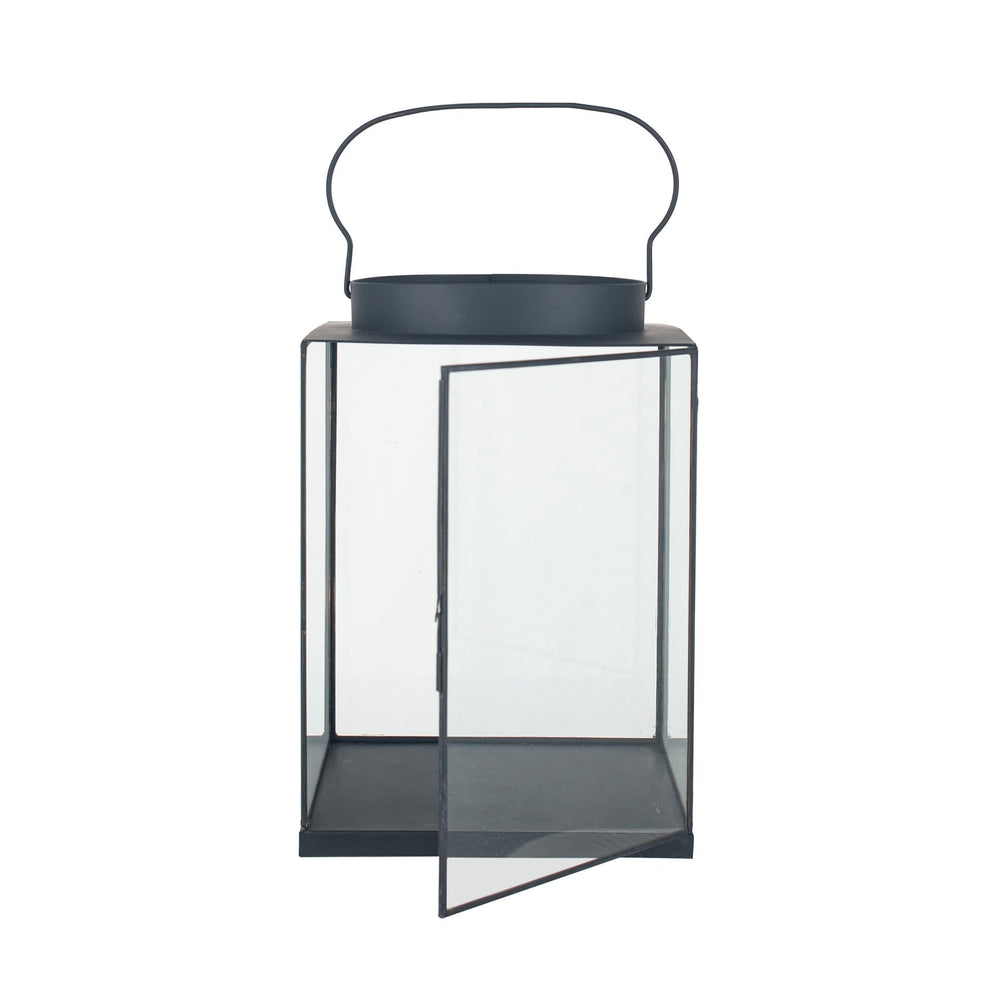 Ruma Matt Black Metal and Glass Small Square Hurricane | Home Accents | Rūma
