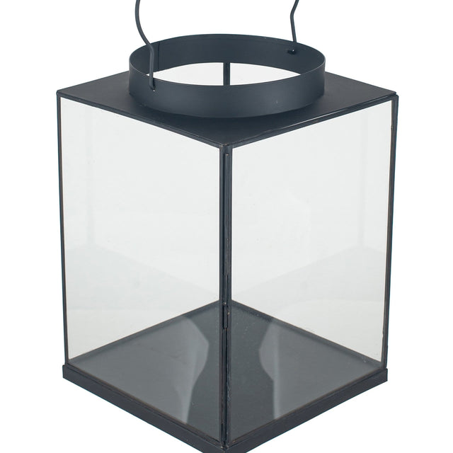 Ruma Matt Black Metal and Glass Small Square Hurricane | Home Accents | Rūma