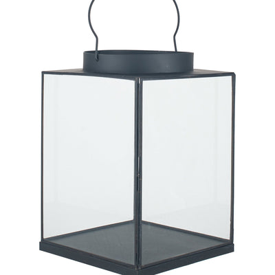 Ruma Matt Black Metal and Glass Small Square Hurricane | Home Accents | Rūma