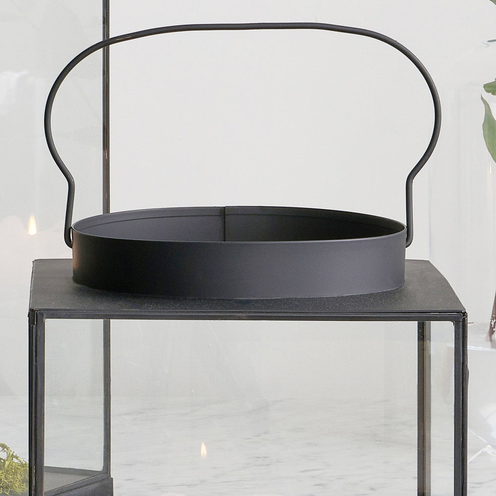 Ruma Matt Black Metal and Glass Small Square Hurricane | Home Accents | Rūma