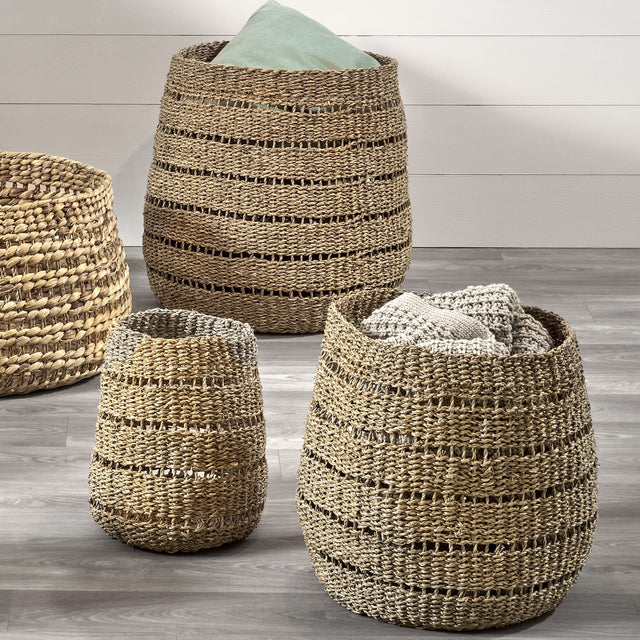 Ruma Woven Natural Seagrass S/3 Round Storage Baskets | Home  Accents | Rūma
