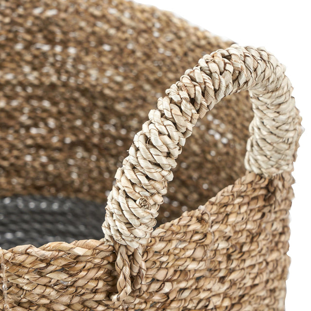 Wadi Banana Leaf Two Tone Set of  2 Natural and Grey Baskets