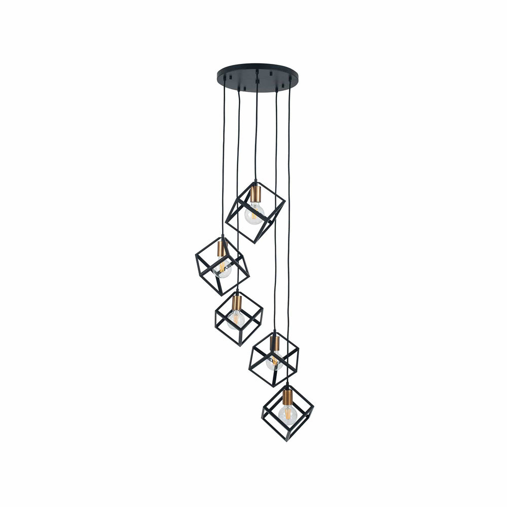Ruma Matt Black Metal Five Cube Pendant | Lighting | Rūma