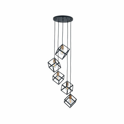 Ruma Matt Black Metal Five Cube Pendant | Lighting | Rūma