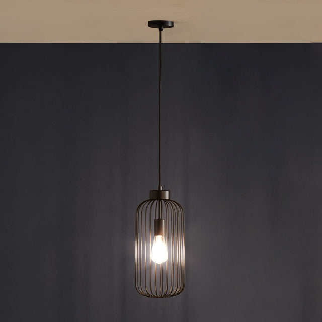 Ruma Matt Black Metal Wire Tall Pendant | Lighting | Ruma