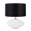 Aurelie White Ribbed Glass & Gold Oval Table Lamp