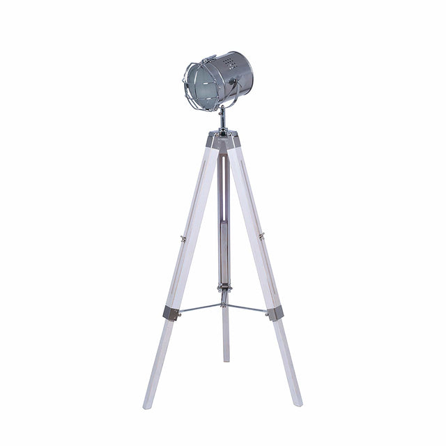 Ruma White Wash Wood & Silver Tripod Floor Lamp | Floor Lamps | Rūma