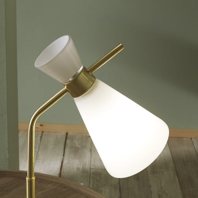 Bardot White Glass and Gold Metal Waisted Table Lamp