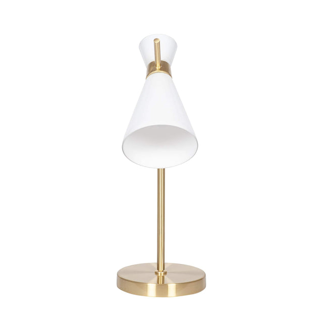 Ruma White Glass & Gold Metal Waisted Table Lamp | Table Lamps | Rūma
