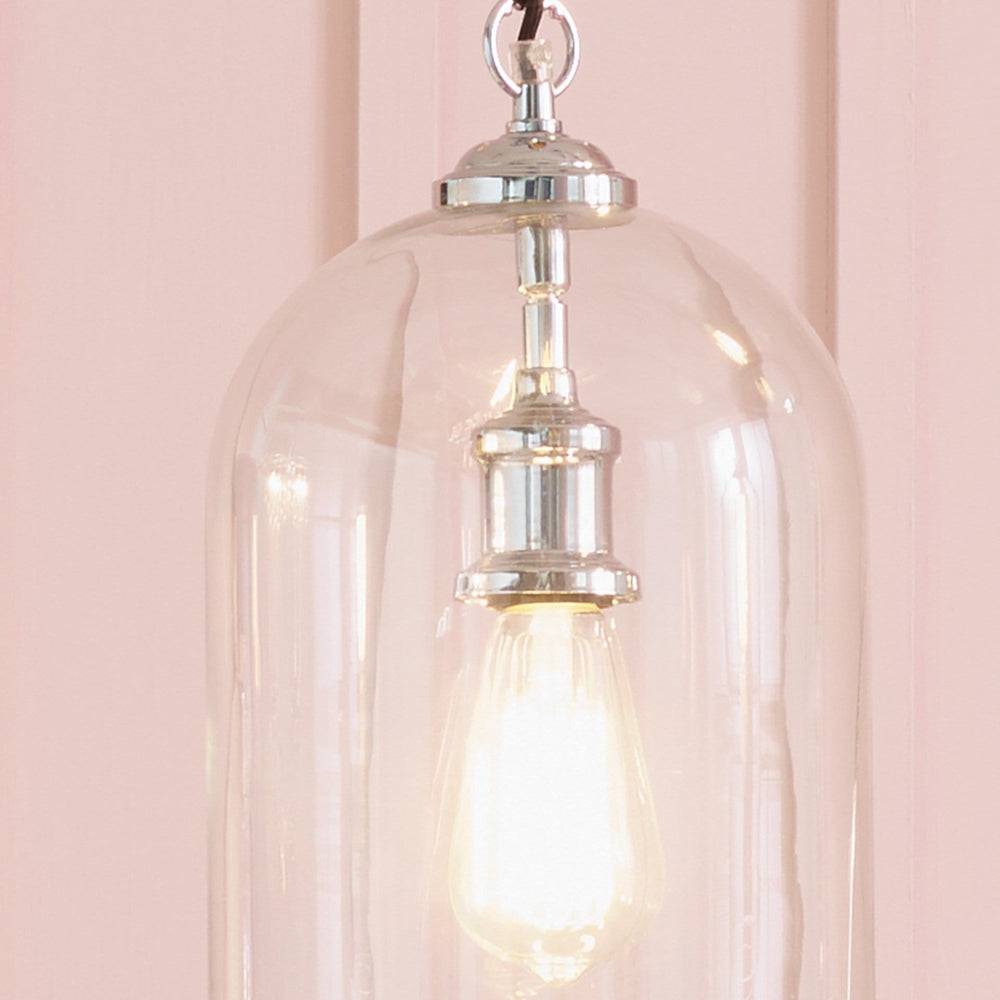Ruma Clear Glass and Silver Pendant | Lighting | Rūma